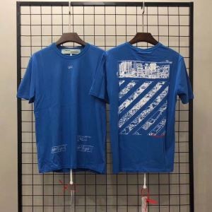 Off-White最高 オフホワイト 通販 Ｔシャツ コピー メンズ Blue 切りっぱなし 気分爽快 半袖 Ｔシャツ