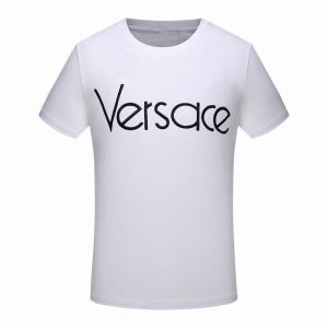 VERSACE芸能人愛用ヴェルサーチロゴメンズファション半袖コットンｔシャツクルーネック２色可選