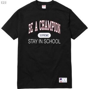 2色可選 先行予約アイテム 半袖Tシャツ Supreme x Champion 18ss STAY IN SCHOOL 極美品