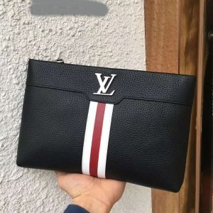 新色素敵Louis Vuittonルイヴィトンバッグコピー本革ブラックビジネス用メンズクラッチバッグ