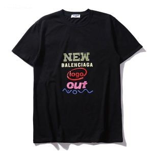 BALENCIAGAバレンシアガコピー激安LOGOプリントブラック、ホワイトクルーネックカジュアル半袖Tシャツ爆買い送料無料