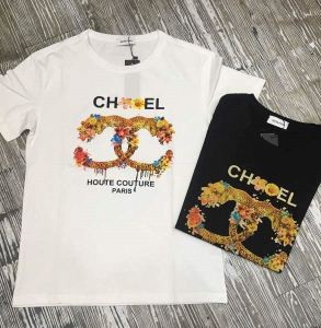 個性的なプリントシャネル偽物CHANEL超限定即完売クルーネック半袖Tシャツコピー