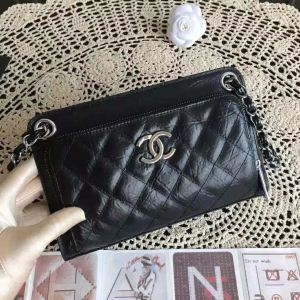 限定セール最新作CHANELシャネル レザーバッグ コピー人気のスモールサイズオシャレなブラックレザーチェーンバッグ
