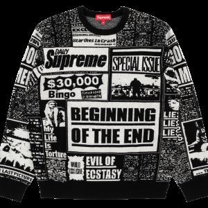 Supreme 18FW Newsprint Sweaterシュプリーム SUPREME プルオーバー 2色可選 人気激売れ新作