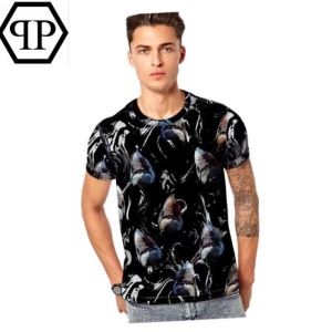 PHILIPP PLEIN ｔシャツ メンズ 最新の大注目限定コレクション フィリッププレイン コピー ブラック 日常 コーデ 最低価格