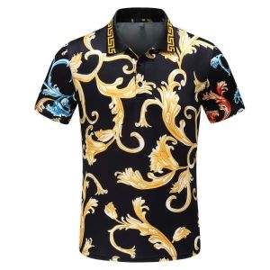 VERSACE ポロシャツ 2019春夏で流行りの人気新品 コピー ヴェルサーチ 服 メンズ ブラック カジュアル プリント 品質保証