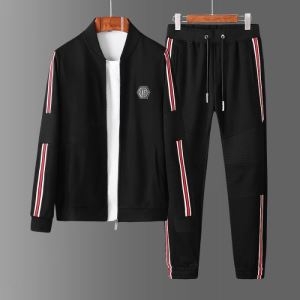 PHILIPP PLEIN フィリッププレイン コピー セットアップ メンズコーデの定番となる ブラック グレー ストライプ お買い得