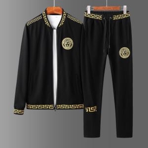 VERSACE セットアップ オシャレに周りに差を出す限定品 ヴェルサーチ 服 メンズ コピー ブラック コットン 新作 安い