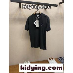 シンプル フラワー刺繡 半袖Tシャツ クリスチャン・ディオール スーパーコピー Tシャツ 偽物 ブラックkid2651XXfu