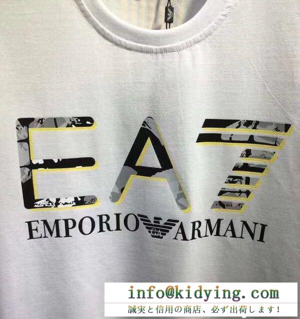 エンポリオアルマーニコピーEMPORIO armani ea7ロゴプリントクルーネック3yptf7-pj18z-1100黒、白tシャツ 
