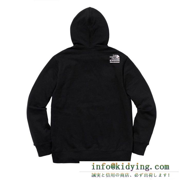 SupremeｘThe north face metallic logo hooded sweatshirtブラックのメンズフード付きシュプリームパーカーコピー