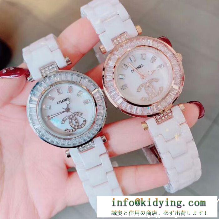 CHANELシャネル 腕時計 レディース コピー爽やかな外観ホワイトダイヤルダイヤモンドウォッチ硬質なハイテクセラミック