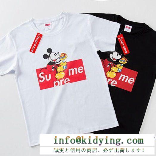 supreme × mickeyシュプリーム tシャツ コピーディズニーコラボ存在感たっぷりなミッキープリントメンズ半袖