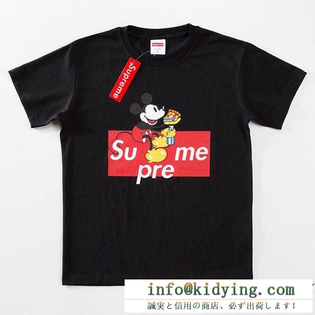 supreme × mickeyシュプリーム tシャツ コピーディズニーコラボ存在感たっぷりなミッキープリントメンズ半袖