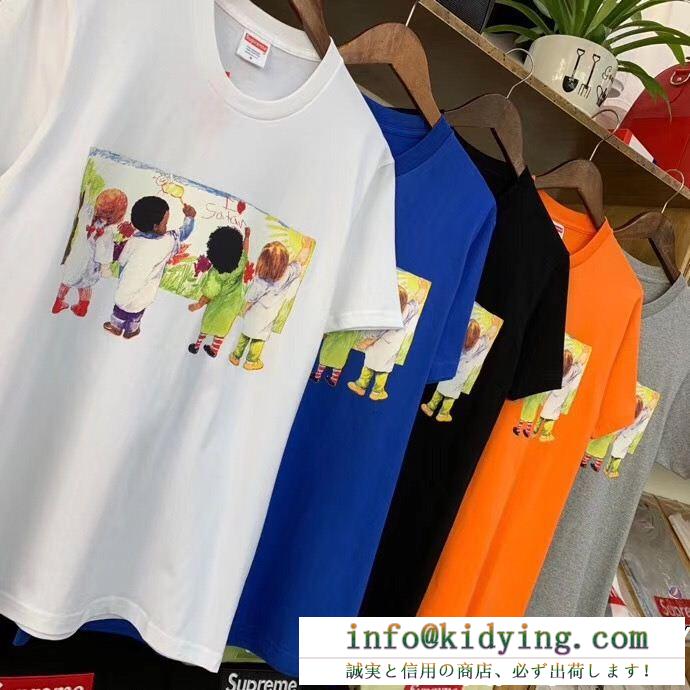 5色可選シュプリーム tシャツ コピーsupremeクルーネックショートスリーブプリントカットソーkids-tee