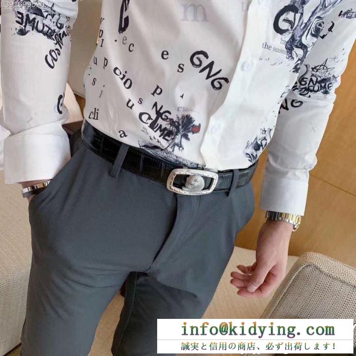 存在感抜群Dolce&Gabbanaドルガバ 服 コピー定番のホワイトコットンのメンズロング袖シャツ肌触りの良い着心地
