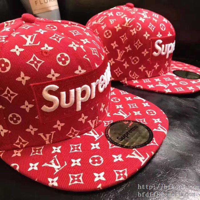 限定セールお買い得2017新作SUPREMEシュプリーム 偽物 キャップ supreme ×ルイヴィトン 野球帽 サイズ調節可能最高ランク キャップ 赤色