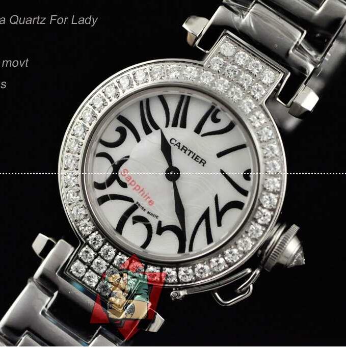 HOT品質保証Cartier カルティエ コピー女性腕時計 ダイヤモンド シルバー 半自動卷 クオーツ ウォッチ