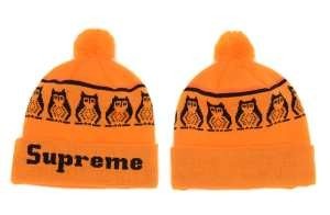 高評価の人気品SUPREMEシュプリーム偽物通販 ニット帽　ポンポン付き　橙色　ブラック伸縮性があるニット帽子