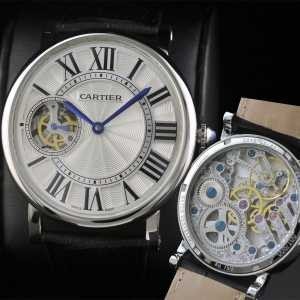 日本製クオーツ 2針完売再入荷 半自動卷 CARTIERカルティエ 時計コピー男性用腕時計  44mm 　ホワイト　レザー メンズ腕時計