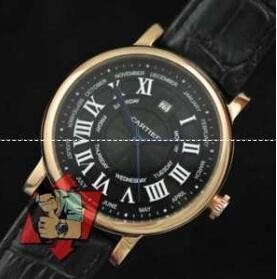 超特価豊富なCartierカルティエ時計偽物　メンズ　レディース　黒文字盤ウォッチ腕時計　ゴルード　ブラック　デイトカレンダー