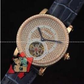 超激得新作Cartierカルティエ時計コピー　ダイヤモンド付き　レディースウォッチ　クオーツ時計　ブラックレザーベルト　ゴルード