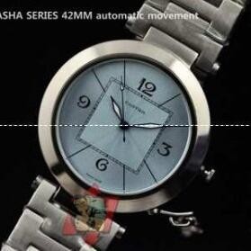 品質保証新作登場Cartierカルティエ時計偽物レディース腕時計通販　輸入クオーツ　ブルー文字盤ウォッチ　シルバー
