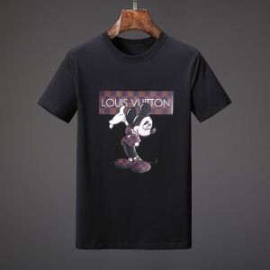 2018SS【安い!】ルイヴィトンスーパーコピーメンズクルーネック半袖Tシャツ大人気プリントされたブラック、ホワイトのLOUIS VUITTONＵネック