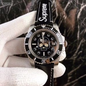シュプリーム ロレックス 腕時計 コピーSupreme× ROLEX コラボ人気定番HOTメンズ腕時計ブラックレザー男性用ウォッチ