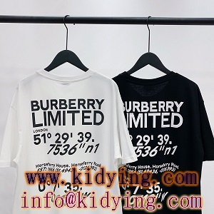 2021SS新作登場！バーバリー BURBERRY ラウンドネックTシャツ通販  デジタル印刷  純綿快適 黒白