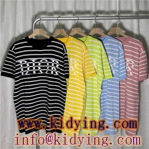 ブランドラベルと横切り縞を組み込むの流行服  DIOR  Tシャツ 偽物 多色可選 今リアルに売れている