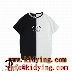 個性的な黑白半袖ｔシャツ シャネル刺繍ロゴ 綿100％で上質...