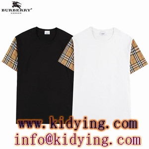 Burberryチェック柄袖 個性あるパッチワークデザイン バーバリーメンズ tシャツ