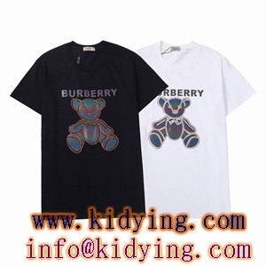 Burberry  tシャツ くま オーロラ反射プリント人気 ブランドロゴメンズ半袖 偽物